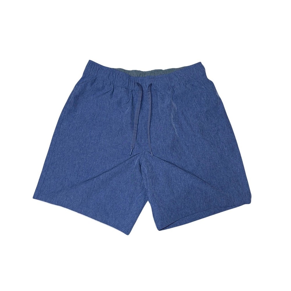 EDDIE BAUER Athletic Shorts Mens Medium Blue 4-Way Stretch 7" Drawstring Elastic